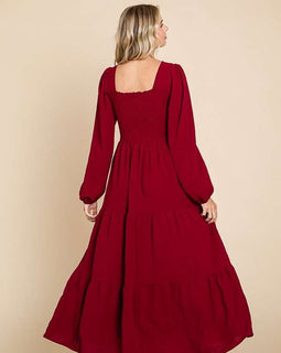 Burgundy Smocked Dress