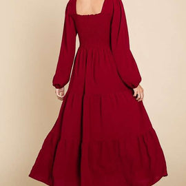 Burgundy Smocked Dress