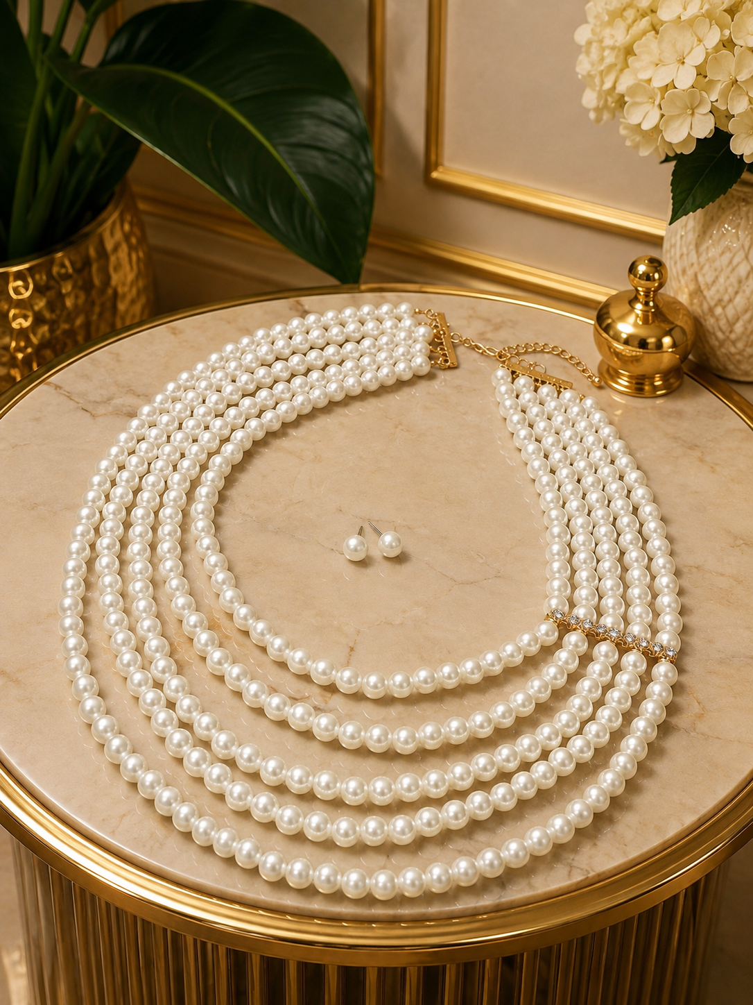 Ivory Pearl Statement Necklace Set