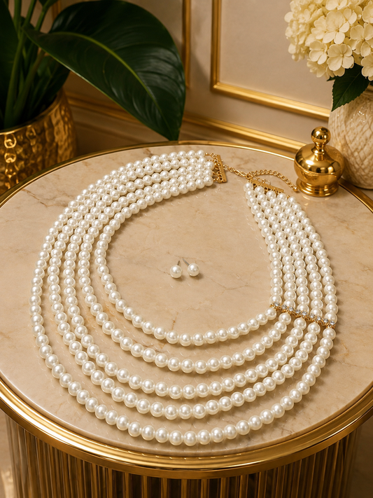Ivory Pearl Statement Necklace Set