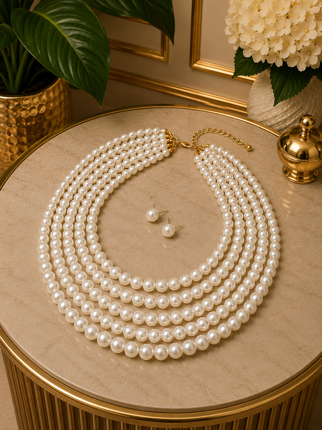 Ivory Pearl Necklace Set