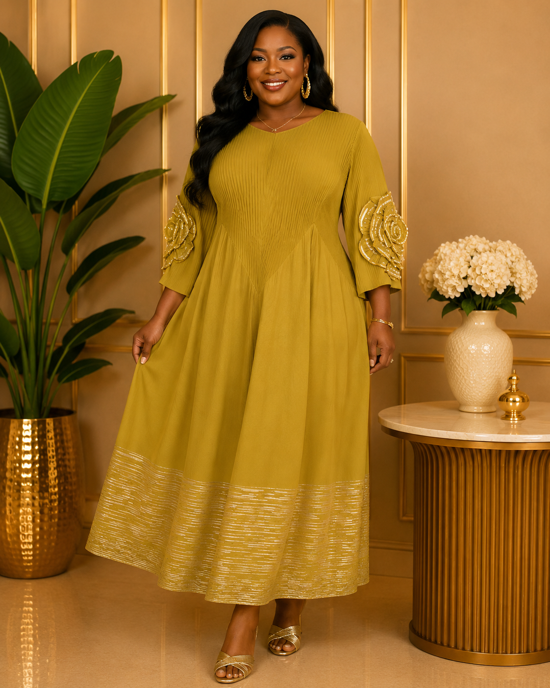 Lime Green Pleated (Bounce) Dress