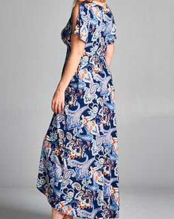 Blue Wrap Maxi Dress
