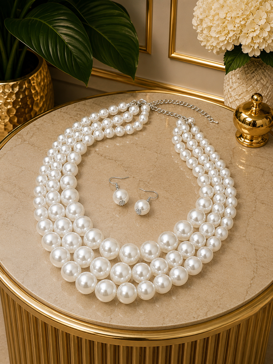 White Pearl Necklace Set