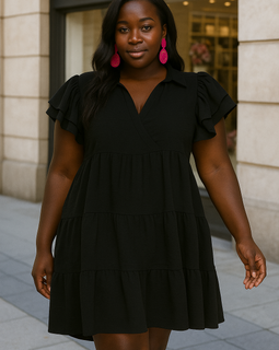 Black Flutter Baby Doll Dress