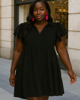 Black Flutter Baby Doll Dress